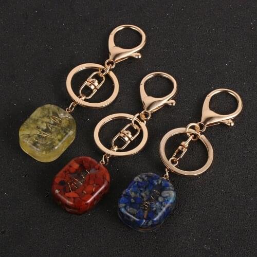 Natural Stone Crystal Tourmalines Chips Gravel Orgone Pendant Keychains Orgonite Energy Key Rings Soothe The Soul Reiki Jewelry