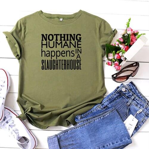 Nothing Happens T Shirt Women Fashion Black Red Letter Tshirt Women Top Loose Tee Shirt Femme Funny Short Sleeve Women T-shirt