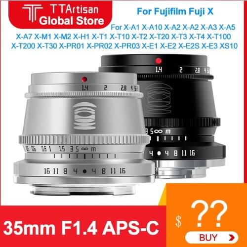 TTArtisan 35mm F1.4 For Fujifilm Fuji X mount Camera Lens For X-A7 X-T10 X-T20 X-T3 X-T4 X-T100 X-T200 X-T30 X-PR03 X-E3 XS10