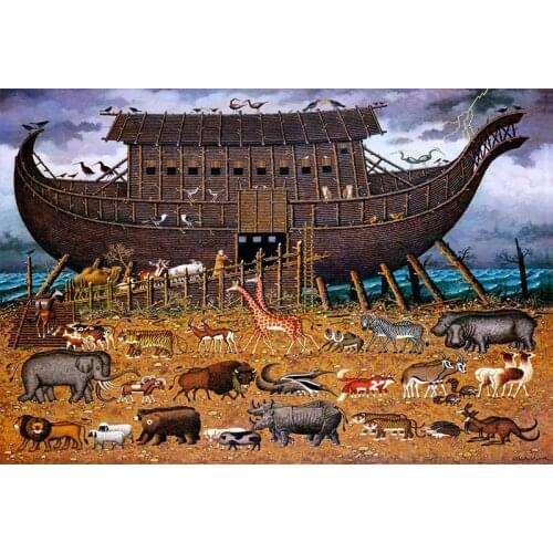 Adult puzzle 1000 pieces cartoon Noahs ark wooden childrens puzzle toys creative decompression fun gift
