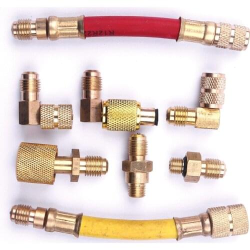 Hot Sale 8 piece Suit Adapters for Car A/C Air Conditioning Refrigeration R134A R12 Connector Adapter Hoses Set Kit Accessories
