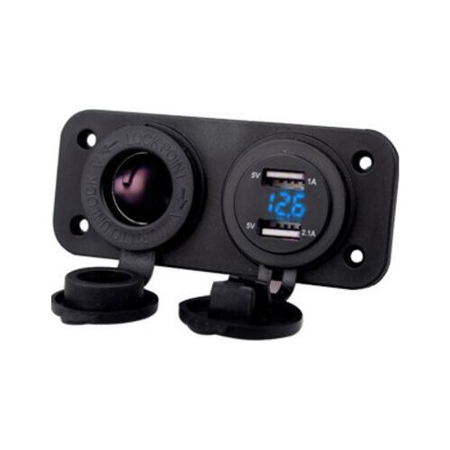 12-24V Digital Display Cigar Lighter + Dual-USB Car Charger Base Kit 5V/3.1A Lightweight LED Adapter Mini Charger