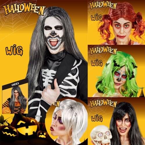 Halloween Scary Party Scene Props Clown Wig Witch Hair Set Funny Props Fancy Dress Party Decoration For Bar Haunted House DGU30