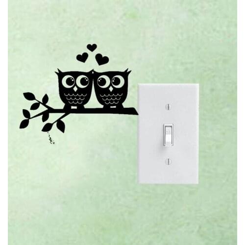 Owls In Love Heart Couple Removable Vinyl Wall Decal Switch Sticker Home Decor Wedding Room 3SS0216
