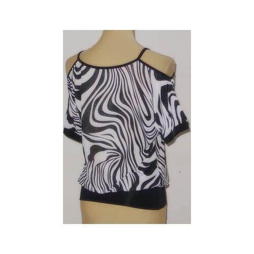 Latin dance sling Strapless off shoulder modern short sleeve top coat T11008