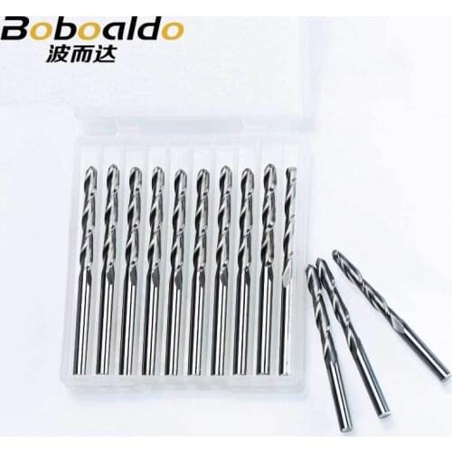 Boboaldo 10pc/lot 3.175mm 2 Flute Spiral ball nose end mill CNC router bits for wood tungsten carbide milling route tool fresa