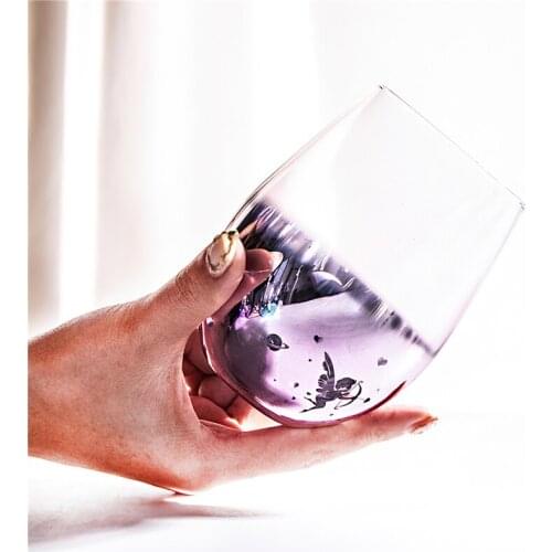 Glass Cup Tea Wine Transparent Purple Mug Nordic Coffee Milk Cartoon Waterware Bar Decoration Home Kitchen Supplies Drinkware