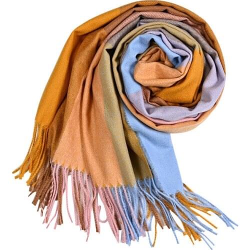 KENSHELLEY Super Soft Luxurious Classic Cashmere Winter Scarf With Gift Women Warm Knitted Scarf Shawls Lady Plaid Scarf
