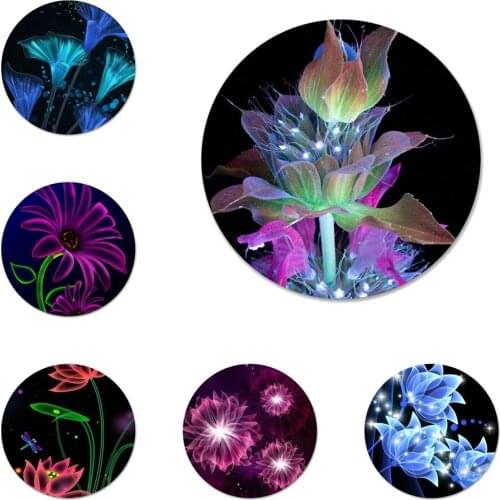 Glowing flowers stars in the dark Brooch Pin Cosplay Badge Accessories For Clothes Backpack Decoration Gift 58mm