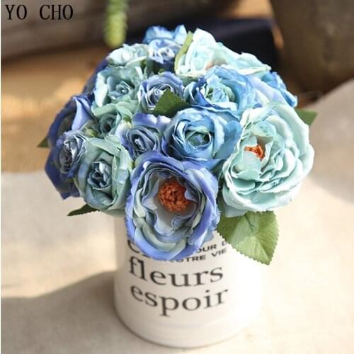 YO CHO Artificial Lotus Flowers Wedding Bridal Bouquet Home Wedding DIY Decor Silk Fake Flowers Bouquets
