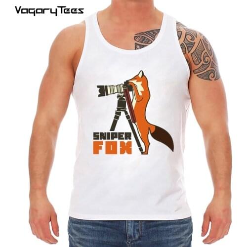 VagaryTees Funny Graphic Funny Photographer Fox Camera With Little Sniper Fox Funny Perfect Gifts Tank top For Men