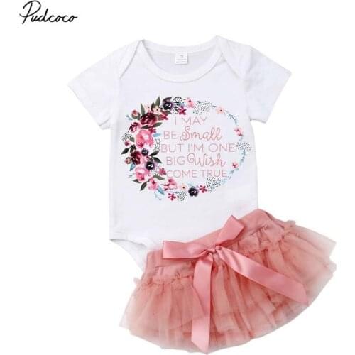 2019 Brand Kid Baby Girl Clothes Toddler Princess Floral Romper Tops+Tutu Tutu Skirts 2PCS Outfit New Summer Lovely Clothing Set