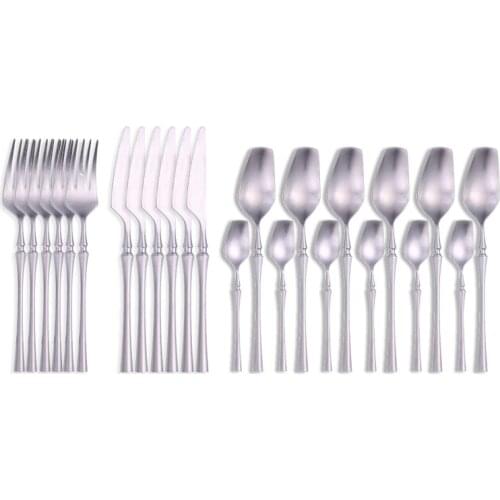 24Pcs 304 Stainless Steel Dinnerware Set Silverware Cutlery Knife Fork Spoon Tableware Teaspoons Kitchen Western Dinner Service
