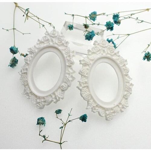 100pcs 30mmx40mm Flower Resin Cameo frame Setting Base in White