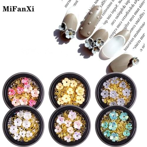 6 Styles Nail Art Rhinestone Rivet Slice Shell Metal Irregular Flakes Geometric Shape Pattern Hollow Manicure Decorations
