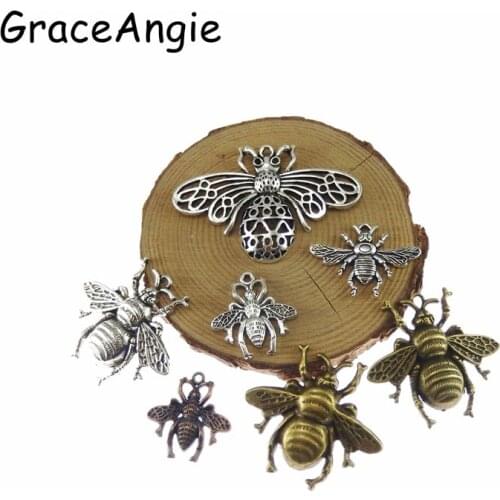 7PCS Mix Animal Shape Bee Vintage Charm For Necklace Bracelet Plant Pendant Jewelry Findings Handmade Craft DIY Earrings Making