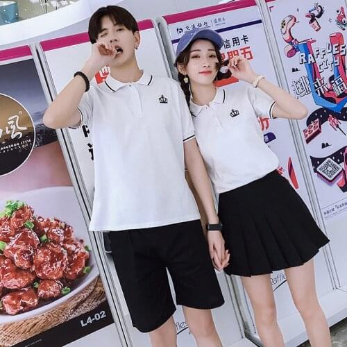 【 8655#】Summer couples wear preppy short sleeve suits