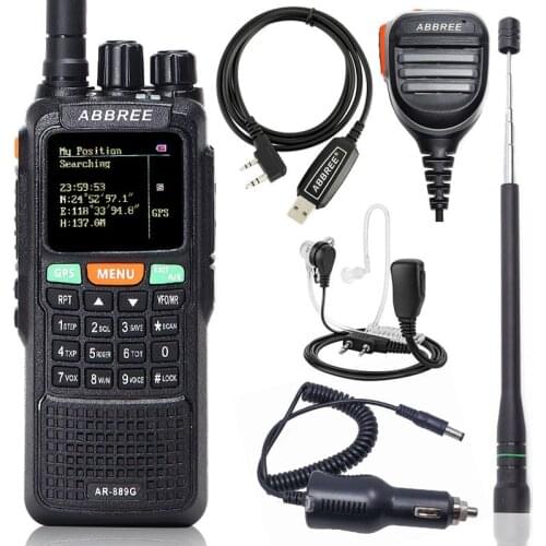 ABBREE AR-889G GPS 10W Powerful Walkie Talkie Cross Band Repeater Dual Band Long Range Portable Ham Two Way Radio Communicator