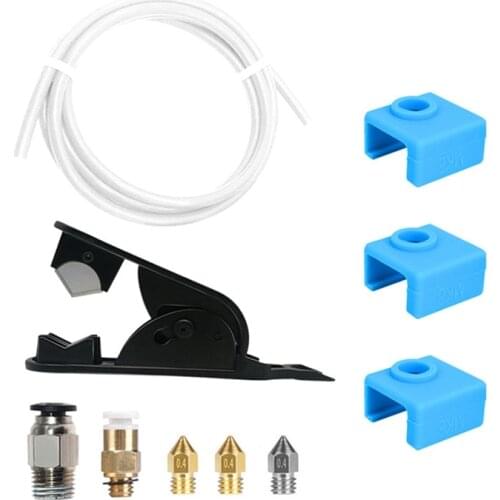 3D Printer Accessories MK8 Brass Stainless Steel Nozzle Throat Parts Heating Block Accessories Tool Set
