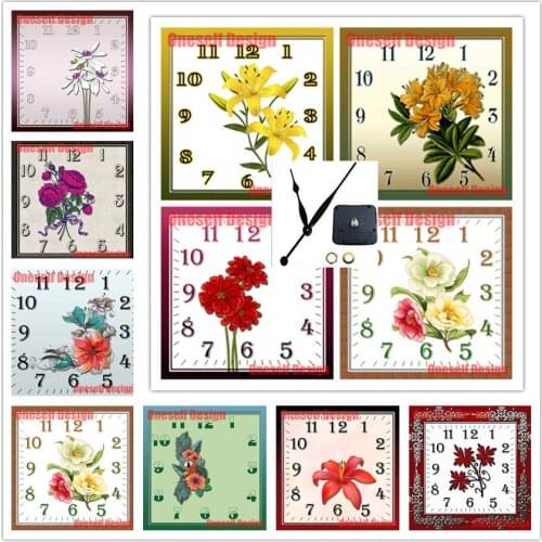 New picture of rhinestones 5d diamond painting with clock flower diamond embroidery full set with clock Christmas gift for home