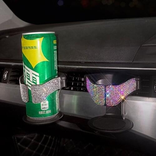 Diamond Crystal Car Cup Holder Multi-function Car Air Vent Clamp Clip Ashtray Trash Can Drink Water Cup Bottle Bracket Universal
