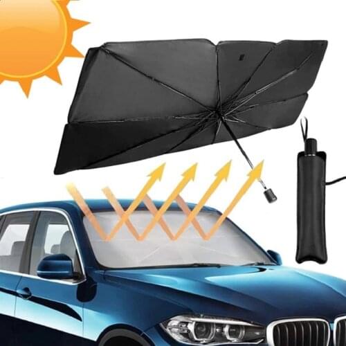 Car Sunshade Umbrella Parasol Front Glass Sunshade Sunscreen Heat Insulation Cloth Car Windshield Sunshade Car Umbrella Shade