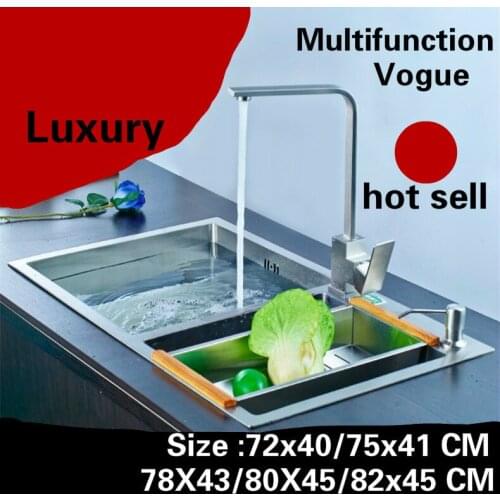 Free shipping Apartment luxury kitchen manual sink double groove 304 stainless steel hot sell 72x40/75x41/78x43/80x45/82x45 CM
