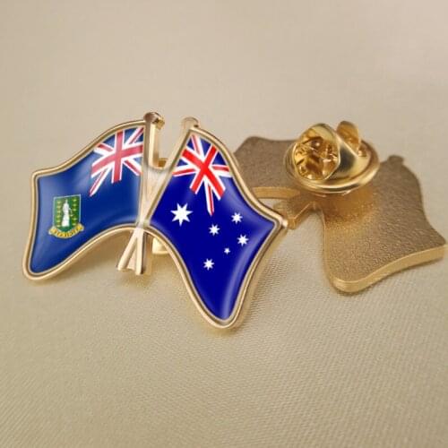 British Virgin Islands and Australia Crossed/Double/Friendship Flags Lapel Pins/Brooch/Badges