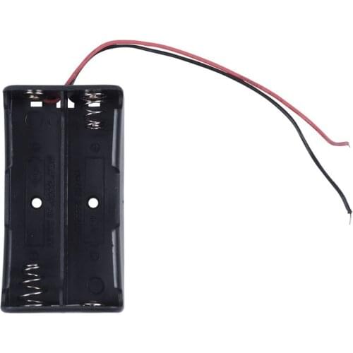 Black 2 x 3.7V 18650 Pointed Tip Batteries Battery Holder Case w Wire Leads