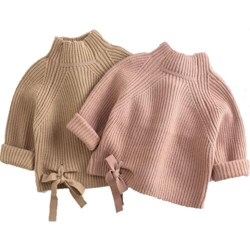 Baby Sweaters Solid Color Boys And Girls Sweaters Children Knit Kids Pullover Casual Clothing 1-5 Year Turtleneck HPY054