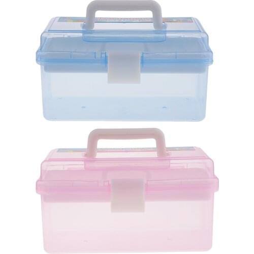 2 Layer Plastic Sewing Jewelry Painting Tools Box Storage Box Organizer Pink/Blue Jewelry Tools Accessories