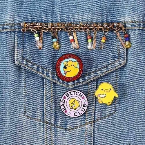 Little Yellow Chicken Enamel Pins Knife Don't Kill My Vibe Animal Jewelry Brooches Denim Jeans Lapel For Kids Friends