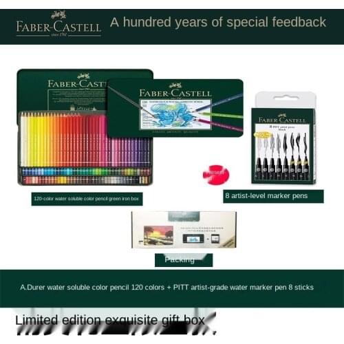 FABER-CASTELL Faber-Castell 117511 Pro 120 Color Soluble Colored Pencil Set +8 Markers