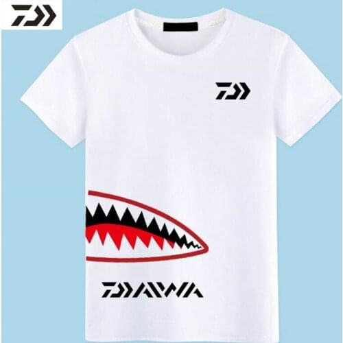 New Outdoor Fishing T-Shirt Mens Quick Dry Cooled T-Shirt Comfortable Breathable Round Neck Short Sleeved White Fishing Clothes
