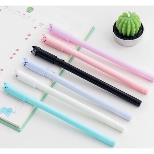 6Pcs/Set 0.5mm Cute Cat Gel Ink Pen School Office Students Stationery Supply