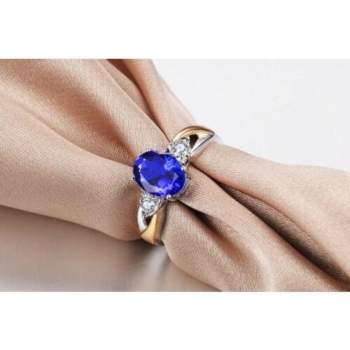 Hot Solid 925 Sterling Silver Sapphire Rings For Women Fashion Blue Tanzanite Gemstone Adjustable Ring Wedding Jewelry Wholesale