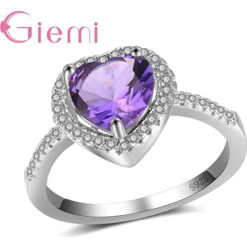 Newest Trendy 925 Sterling Silver Rings Micro Pave CZ Sweet Heart Ring for Women Love Gift Wedding Banquet Ladies Jewelry