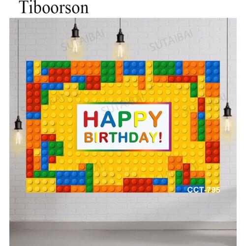 Building Blocks Colorful Birthday Party Decorations Backdrop Photography Backgrounds Kids Child Baby Photo Studio Photocall