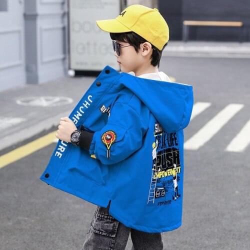 Fashion Children Outwear Boys Coats Autumn Sport Wear Teenage Boys Hooded Jacket Fleece Windbreakers WindProof Jackets