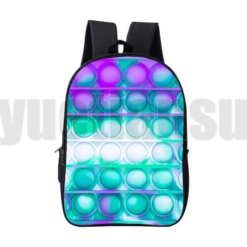 Fashion POP It Backpacks 16 Inch Canvas Double Zipper Cute Pop Fidget Pictures Schoolbag Back To School 3D Family Games Bag Kids