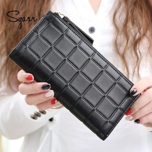 SGARR Fashion Women Purse PU Leather Wallet Female Long Designer Zipper Phone Pocket Causal Coin Purses For Girls