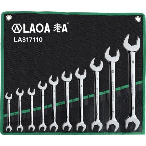 LAOA 8PCS 10PCS Open End Spline End Combination End Wrench Set with Bag Tools Kit for Auto Repair