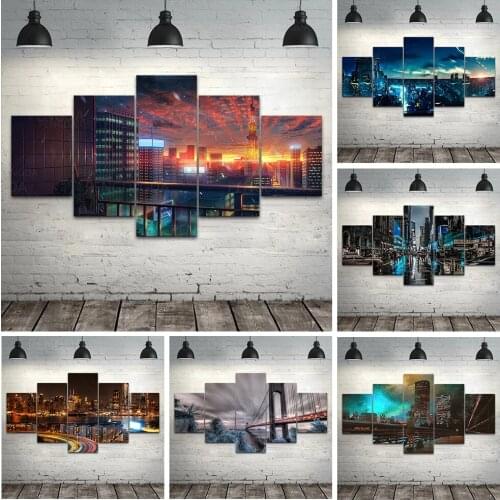 Wall Art Modular Canvas Bridge Building Pictures Home Decor Landscape Painting Prints Poster Living Room Cuadros No Framework