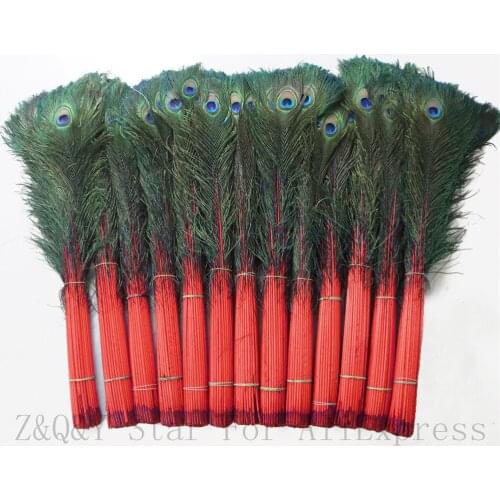 20-100 natural peacock hairs 80-90CM (32-36 inches) direct dyeing red DIY craft accessories clothing accessories feathers