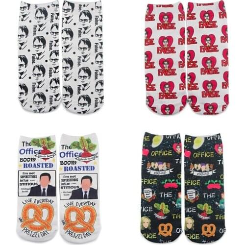 SP1020 Office TV Show Fashion Cartoon Unisex Casual Non Slip Breathable Comfortable Short Tube Pair of Socks