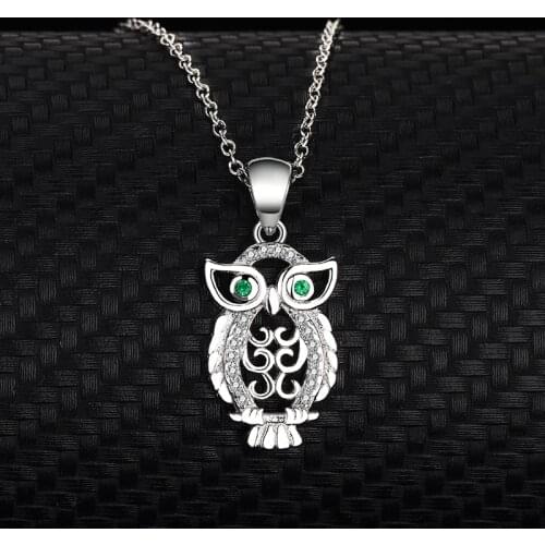 S925 Sterling Silver owl Necklace Fashion Micro Inlay Europe And The United States Jewelry Pendant Ladies Secklace