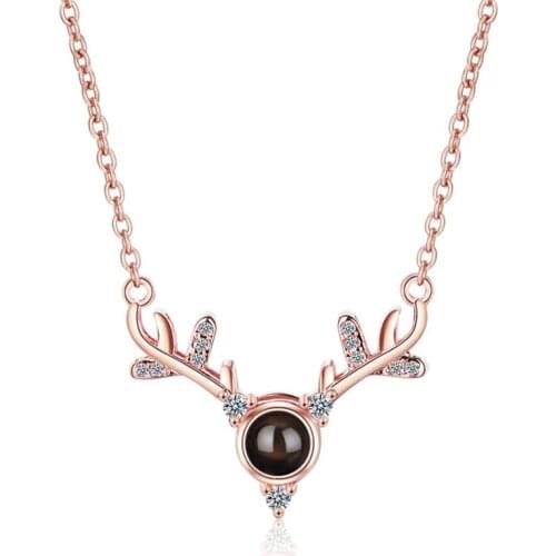 Sole Memory 100 Languages I Love You Hot Projection Visible 925 Sterling Silver Fawn Clavicle Chain Female Necklace SNE423