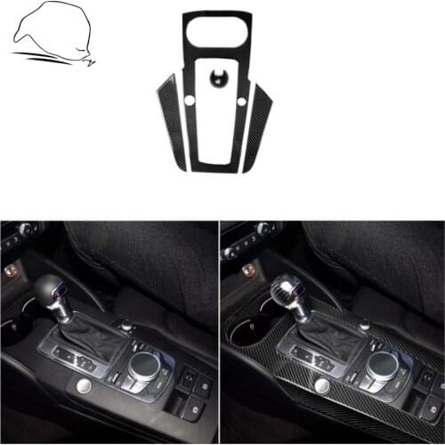 For Audi A3 8V 2012-2017 Real Carbon Fiber Control Gear Shift Panel Decorative Cover Car Styling Sticker Buttons Frame Interior