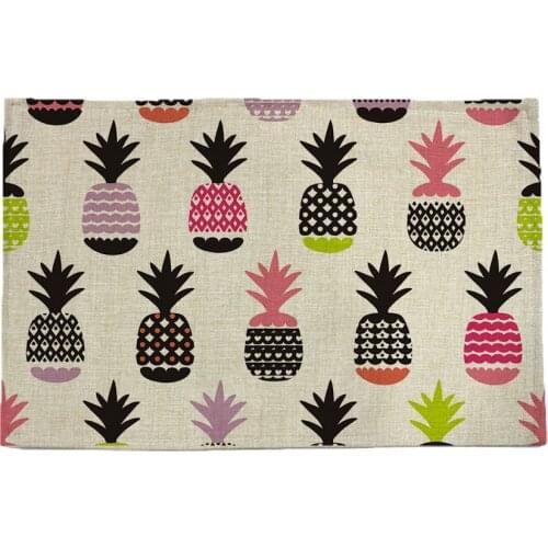 Pineapple pattern print linen placemat coasters disc pads bowl pad pot dining table mat coster heat insulation pad