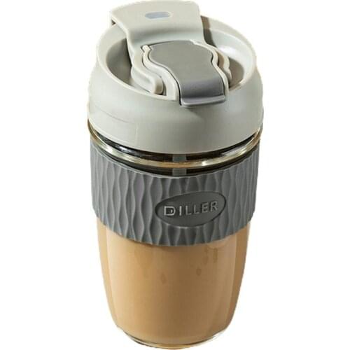 500ml Protable Coffee Cup Glass Water Bottle With Lid Straw Mug Travel Thermal Cups Heat-Resistant For Home Office